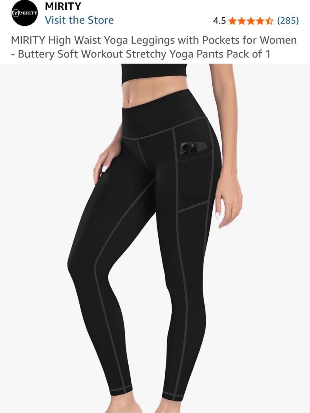 BRAND NEW - MIRITY Black High Waist Pocket Yoga Leggings